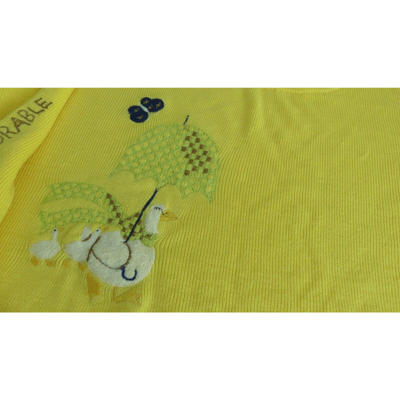 Embroidered Ducks Sweater Women's L/XL Honk If I Am Adorable Novelty Ducky OOAK - Picture 4 of 12